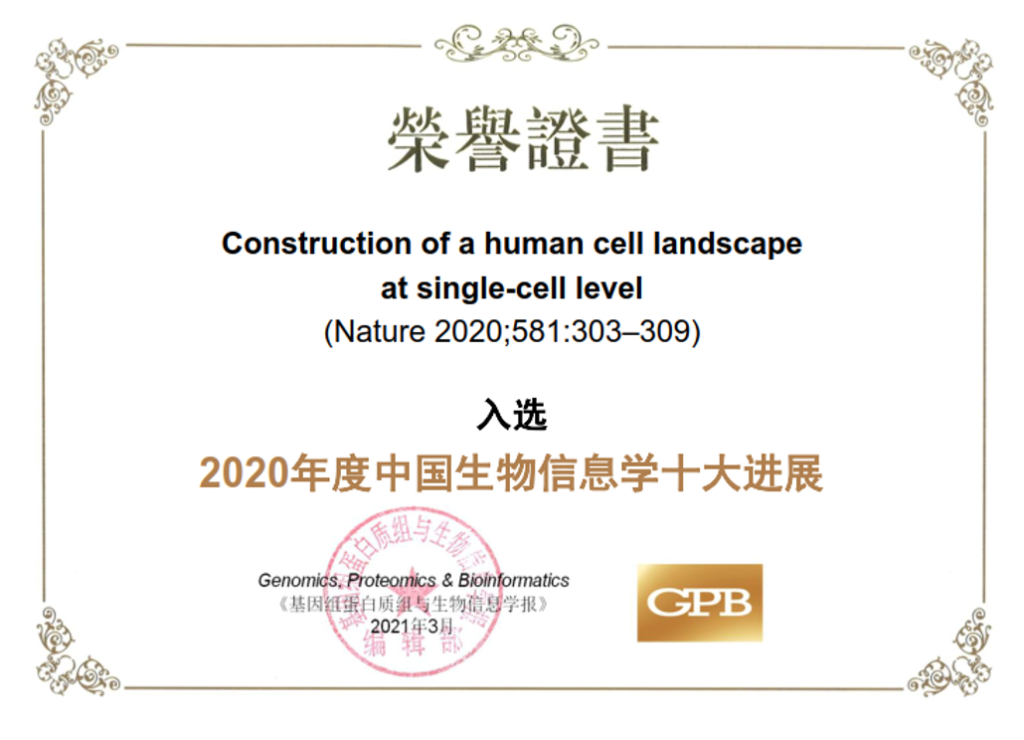 2020年度中国生物信息学十大进展