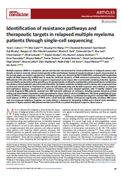 Identification of resistance pathways and therapeutic targets in relapsed multiple myeloma patients through single-cell sequencing
