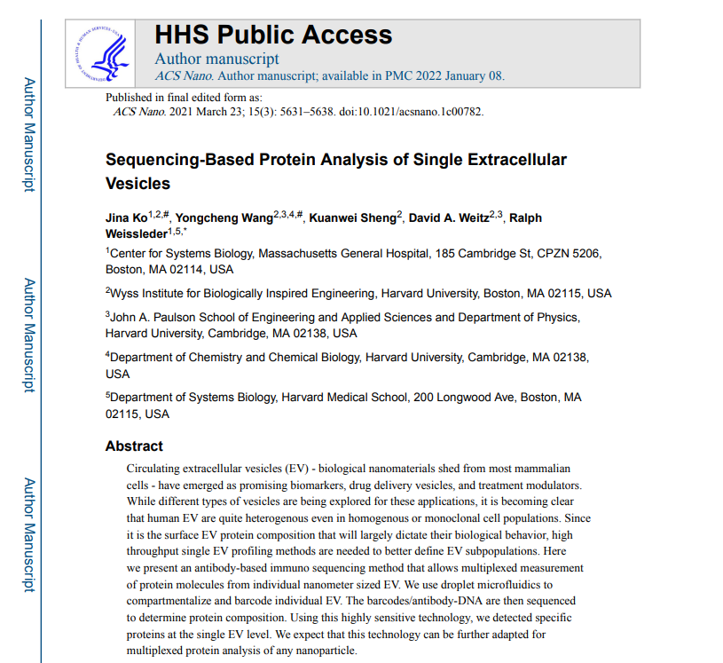 Sequencing-Based Protein Analysis of Single Extracellular Vesicles