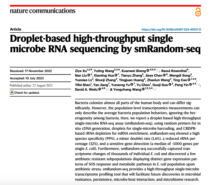 Droplet-based high-throughput single microbe RNA sequencing by smRandom-seq