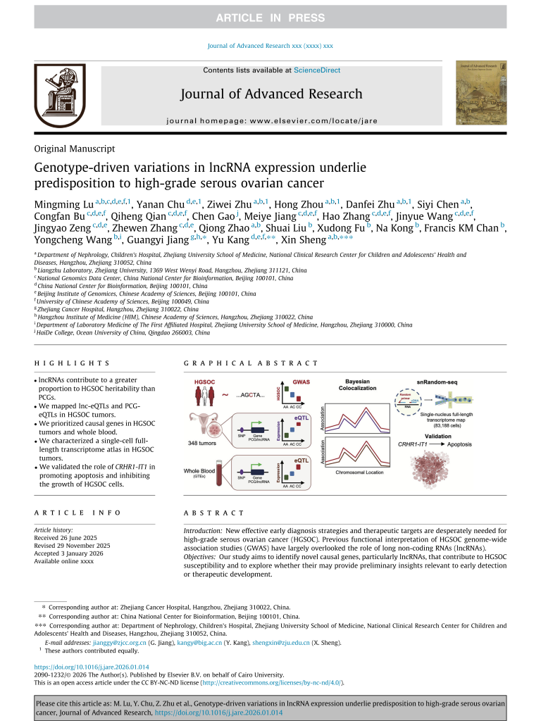 Genotype-driven variations in lncRNA expression underlie predisposition to high-grade serous ovarian cancer