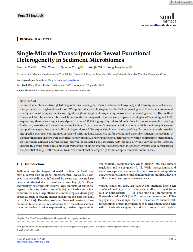 Single-Microbe Transcriptomics Reveal Functional Heterogeneity in Sediment Microbiomes